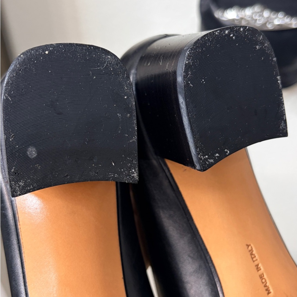 Salvatore Ferragamo Black Heels with Gold Accent 10AA Narrow like new - Picture 8 of 10